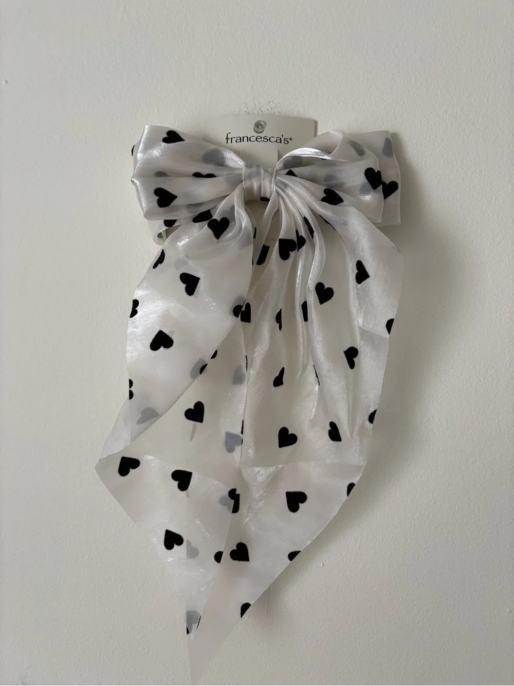 Francesca’s Jessica Heart Print Bow Hair Barrette